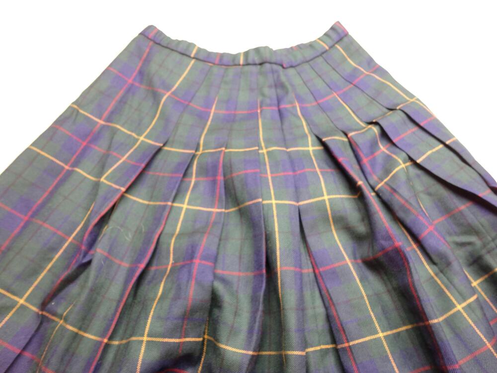 Pendleton Skirt Womens 10 Petite Green Tartan Plaid Wool Twill Pleated Midi USA - Picture 2 of 9